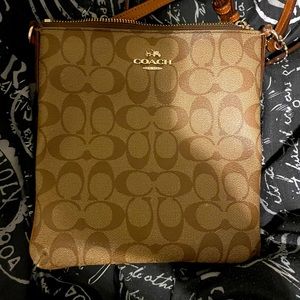 Tan Coach Crossbody Messenger Bag